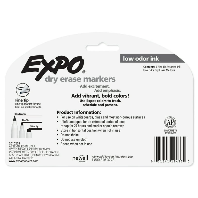 Expo Assorted Colors Dry Erase Fine Tip Markers - 5 ct
