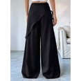 thumbnail image 6 of Women Wide Leg Baggy Flowy High Waisted Pants Loose Fit Casual Cozy Cute Y2k Trousers Black S, 6 of 7