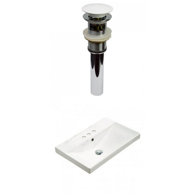 American Imaginations 23.86-in. W 3H4-in. Ceramic Top Set In White Color - Overflow Drain Incl. AI-30873