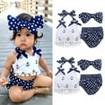thumbnail image 3 of Cute Baby Girls Clothes Anchors Tops+Polka Dot Briefs+Head Band 3pcs Outfits Set, 3 of 4