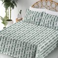thumbnail image 3 of Ambesonne Botanical Fitted & Flat Sheet with Sham 3 Pcs Set, Monstera Leaves Tropical, Twin, White and Emerald, 3 of 5