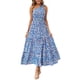 thumbnail image 1 of Vestido Maxi Floral Azul PRETTYGARDEN para Mujer con Nudo y Hombro Descubierto Talla M, 1 of 8