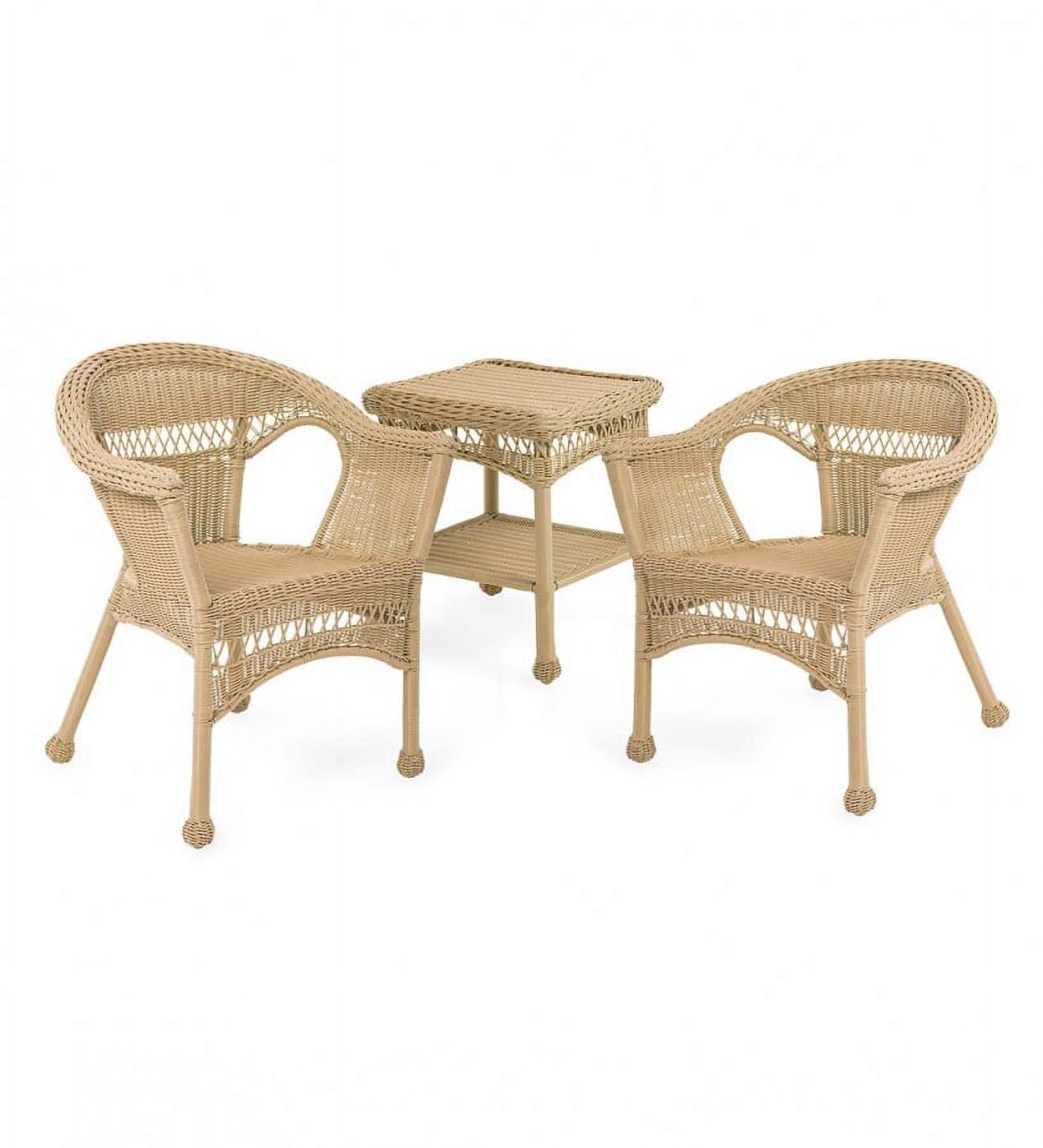 Plow & Hearth Easy Care Resin Wicker Furniture Set, Two Chairs and End Table - Off-White - image 2 of 2