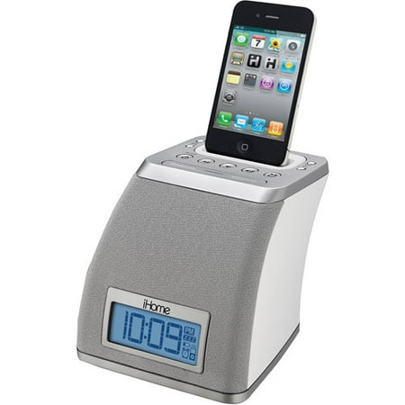 IHOME iP21WVC iPhone(R)/iPod(R) Space Saver Alarm Clock (White)