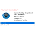thumbnail image 2 of Expansion Tank Cap - Compatible with 2009 - 2016 Audi Q5 2010 2011 2012 2013 2014 2015, 2 of 2