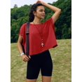 thumbnail image 2 of Camiseta de entrenamiento SENSERISE con espalda abierta de manga corta para mujer, color rojo, 2 of 5