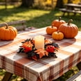 thumbnail image 5 of Assorted Fall Artificial Pumpkin Maple Leaf Candle Ring, Mini Rustic Harvest Candle Wreath, 3 Styles Tabletop Small Wreath, Decorative Candle Ring for Thanksgiving Halloween Table Mantel Decor, 5 of 6