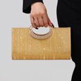 thumbnail image 2 of Jaucin Stylish Striped Clutch in Gold and Green with Removable Chain Accessory Wedding Clutch Handbag Elegant Evening Bag, 2 of 14