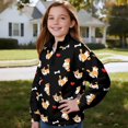 thumbnail image 3 of Uorisanigo Kids Girls Sweatshirt Casual Dog Bone Print Long Sleeve Shirts Tops Oversized Quarter Zip Pullover Sweatshirts Teen Girl School Cropped Pullover Hoodies Fall Fashion, 3 of 7