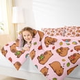 thumbnail image 3 of Erosebridal Cute Capybara With Guitar Queen Comforter Set 3pcs For Boys Girls,Food Watermelon Hamburger Bedding Comforter Set For Kids Teens,Pink Reversible, 3 of 7