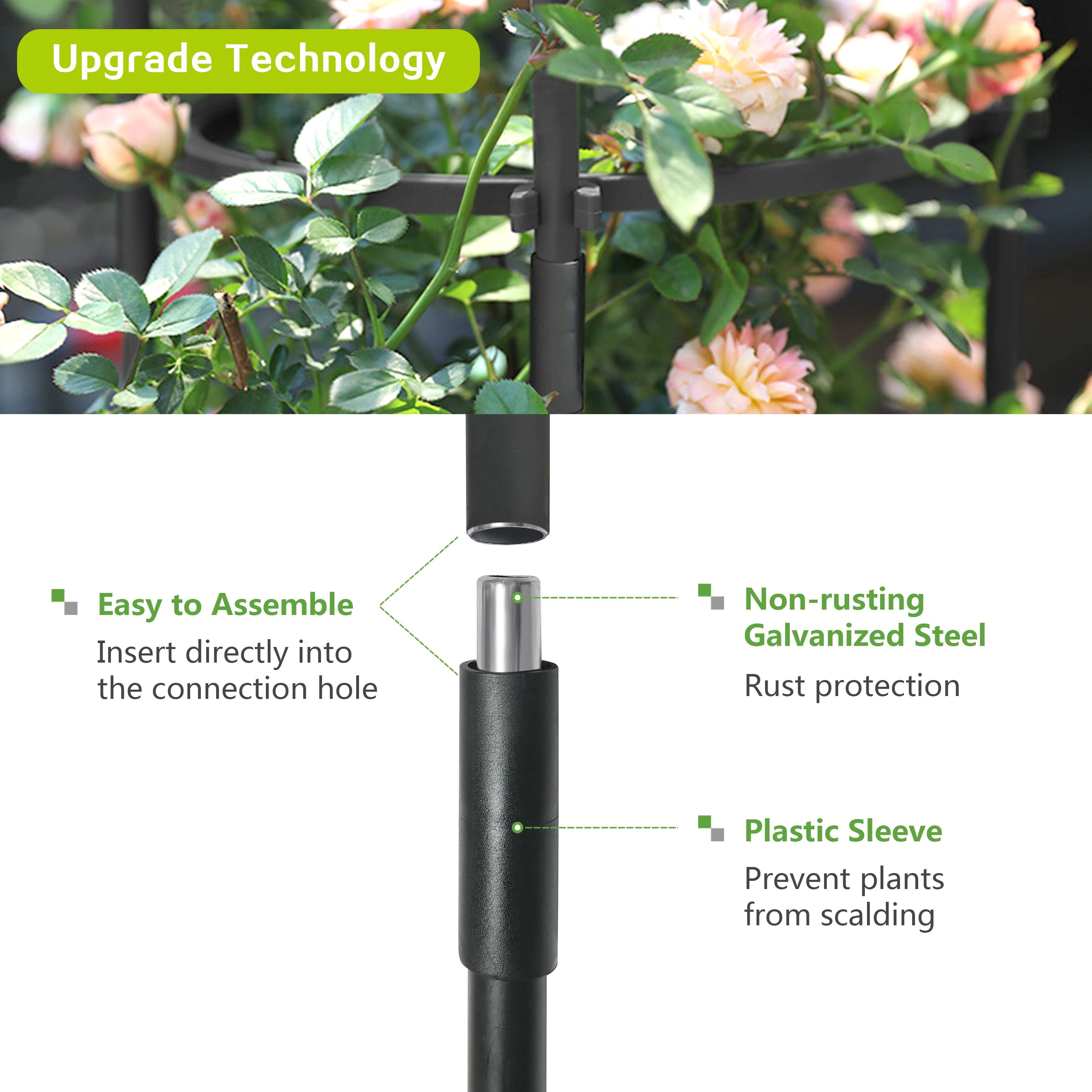 6.2ft Garden Obelisk Trellis, Lightweight Rustproof Plastic Coated Metal Tall Tower Trellis Stand