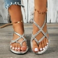 thumbnail image 2 of Women's Flat Thong Sandals Open Toe Braided Strap Casual Spring/Summer Shoes with Retro Roman Style Non Slip Comfortable Beach Sandals for Women, 2 of 10