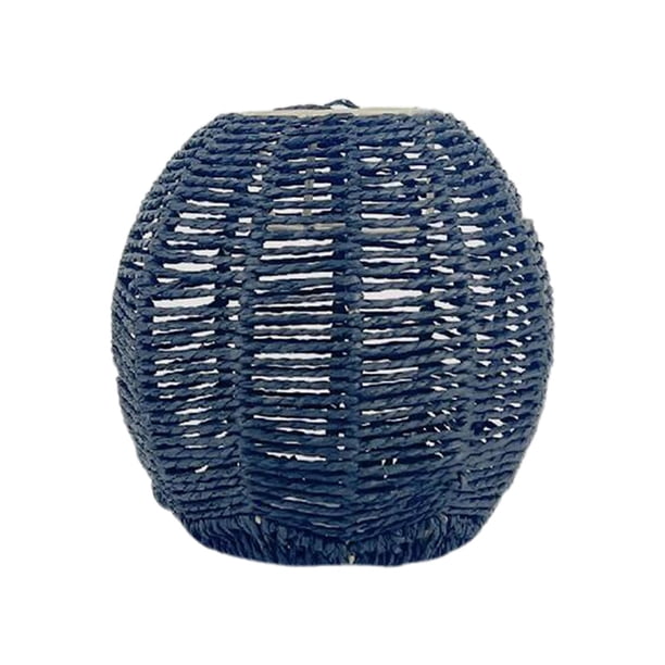 1 pieza de pantalla para lámpara de araña, tejida a mano en mimbre, estilo retro, ratán. Negro A