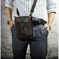 thumbnail image 3 of Mens Genuine Leather Small Messenger Shoulder Satchel Phone Pouch Belt Fanny Waist Bag Pack, 3 of 104