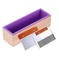 thumbnail image 1 of de de silicona para jabón - de jabón con caja de y 2 es de material acero inoxidable ondulados rectos Rebanadora, mol Púrpura BLESIY Cortador de molde de jabón de silicona, 1 of 8