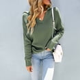 thumbnail image 3 of Women's V-Neck Sweater - Loose & Breathable Thermal Knit Top, Long Sleeve Pullover in Winter Green, Size L, 3 of 7