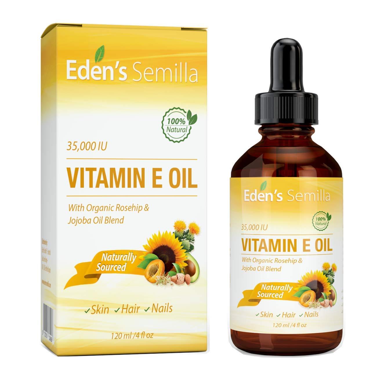 100 Plant Extract Vitamin E Oil 35,000 IU + Organic Rosehip & Jojoba