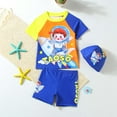 thumbnail image 5 of Zhuashum 5-6 Years Swimsuit Boy Summer Toddler Short Sleeve Cartoon Prints Swimwear Beach Swimsuit Blue, 5 of 6