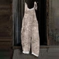 thumbnail image 2 of Spring Summer Rompers for Women Floral Printed Boho Jumpsuits Sleeveless Spaghetti Strap Wide Leg Breathable Overalls with Drawstring Light pink S, 2 of 3