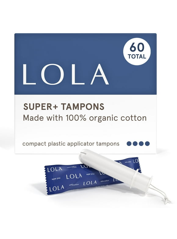 LOLA Super Plus Tampons, Organic Cotton, Compact Plastic Applicator, 60 Count