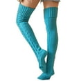 thumbnail image 3 of Yuanlong Womens Thigh High Socks Grid Knitted Texture Over The Knee Socks Thermal Winter Stretchable Leg Warmers Stockings, 3 of 6