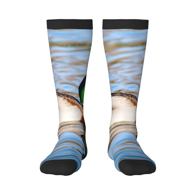 Lukts Chaussettes Motif Canard Colvert Nageant dans une Rivière pour Femmes et Hommes, Cadeaux pour Golf, Chasse, Camping, Randonnée, Ski, Lecture, Sports et Plus