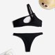 thumbnail image 3 of Gibobby Trajes de Baño Mujer Completo Bañador asimétrico con hombros descubiertos para mujer(Negro,CH), 3 of 5