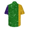 thumbnail image 5 of Lilgiuy Mardi Gras Shirts for Men Summer Short Sleeve Novelty Mask Printed Bowling Casual Button Down Lapel Collar Beach Hawaiian Vacation Shirt(Green,L), 5 of 5