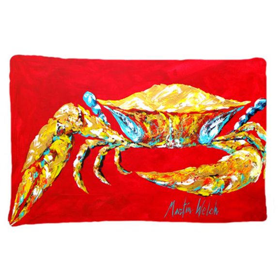 20.5 W x 30 in. Crab Blue on Red, Sr. Moisture Wicking Fabric Standard Pillowcase