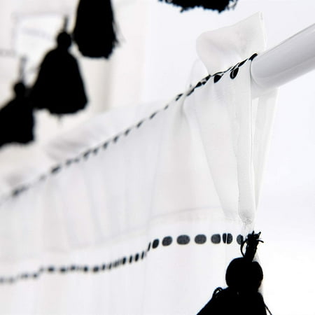 Heibinsheer Kitchen Curtains 36 Inch Chiffon Voile Short For Small Windows Modern Farmhouse Black And White Striped Tassel Window Treatment Rod Pocket Tiers 24 X Canada Heibinsheer Kitchen Curtains 36 Inch, Black And White Striped Curtains Short