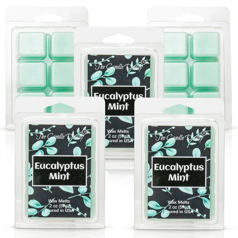 Eucalyptus Mint - Refreshing Mint Eucalyptus Scented Melt- Maximum Scent Wax  Cubes/Melts- 1 Pack -2 Ounces- 6 Cubes 