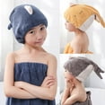 thumbnail image 5 of Cute Cartoon Shower Hat Coral Fleece Hair Turban Quick Drying Cap Parent-child Bathroom Wrapped Towel for Kids Adults, 5 of 19