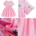 thumbnail image 6 of IPIO Girls Unicorn Dress Pink Rainbow Tulle Princess Party Dress, Sparkly Star Short Sleeve Birthday Outfit for Kids, Toddler Girls Dress-Up, 6 of 6
