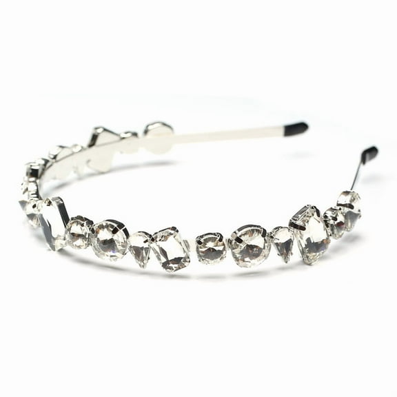QinGoo Crystal Headband for Women Thin Rhinestone Hairband Elegant Jeweled Wedding Hair Accessory, 1 Count, Silver