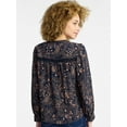 thumbnail image 3 of Time and Tru Women's Lace Yoke Shirt with Long Sleeves Sizes XS-XXXL, 3 of 6