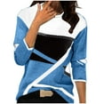 thumbnail image 1 of FAIWAD Women's Color Block Geometric Patchwork Print Tops Long Sleeve Round Neck Spring Pullover Blouses, 1 of 3