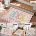 thumbnail image 6 of Rectangle Area Rug 2x3ft, Happy Easter Cute Rabbit Heart Non-Shedding Washable Area Rug, Pink Plaid Polka Dot on Burlap Non Slip Low-Profile Rugs for Living Room, Bedroom Dining Room, 6 of 9