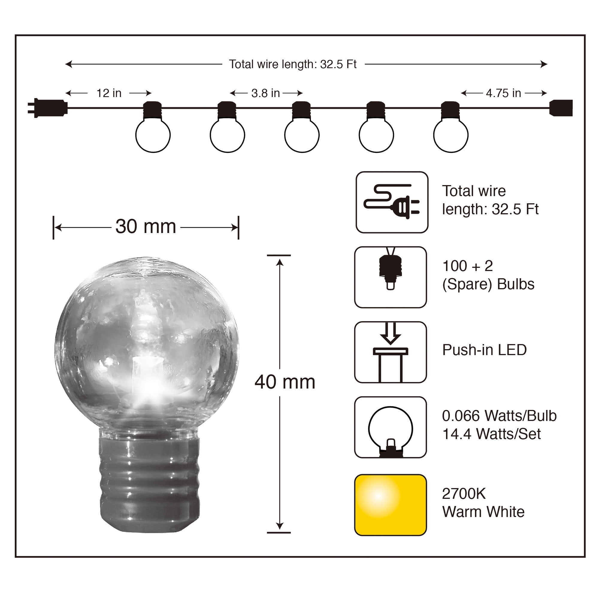 Outdoor String Lights Mainstays 100 Count Plastic UK Ubuy