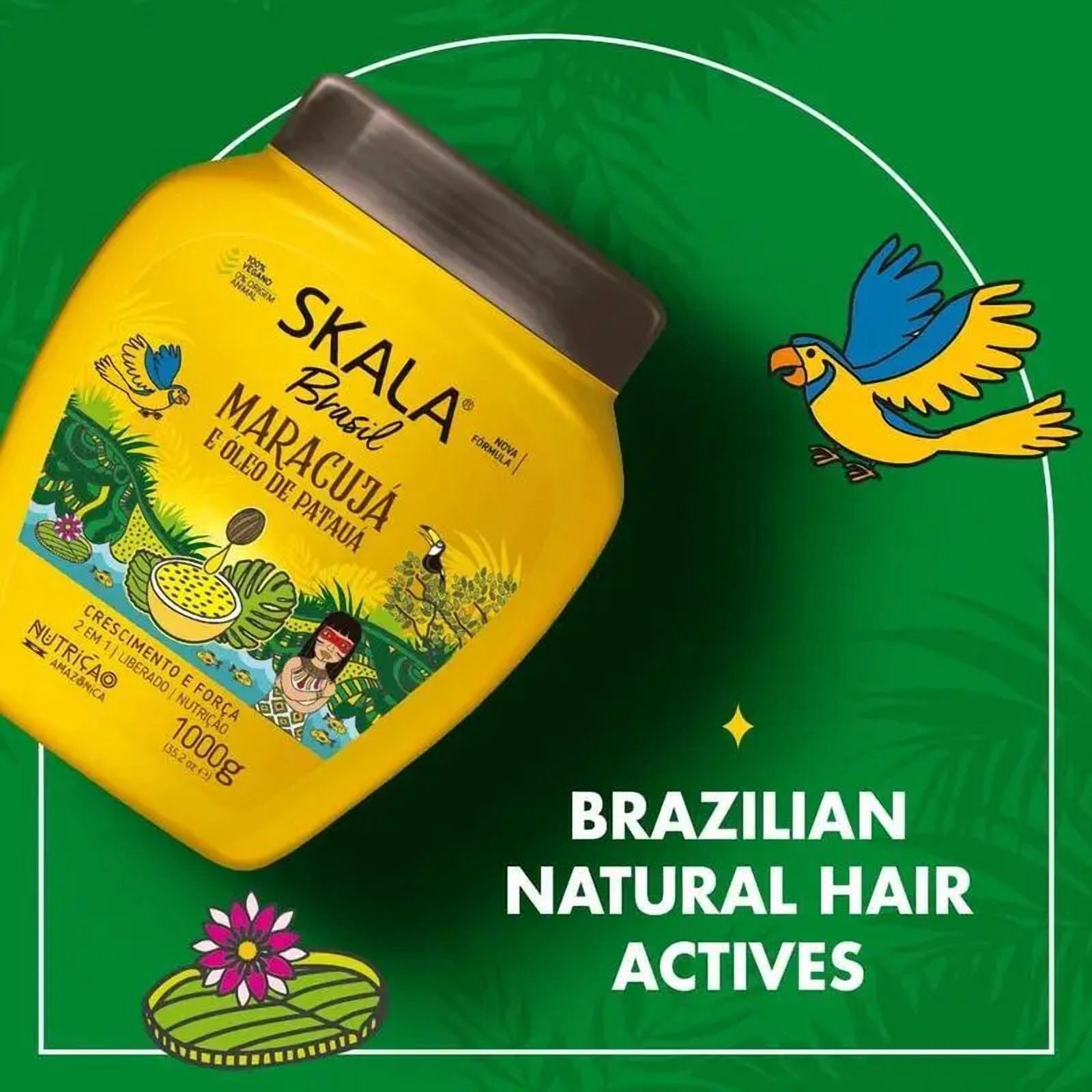 Skala Expert Maracuja 35.2 oz 6-Pack Brazilian Curly Hair Treatment with Castor Oil & Panthenol, Strengthens, Repairs, Hydrates & Adds Shine