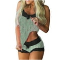thumbnail image 2 of TrendVibe365 2PC Sexy Pajama Set for Women Pajama Sets Floral Spaghetti Strappy Cami and Shorts Spa Hotel Lightweight 2024 Spring Basic Sleepwear Pj Lounge Set Green M, 2 of 5