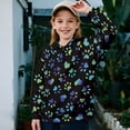 thumbnail image 2 of Uorisanigo Girls Sweatshirts Fashion Quarter-Zip Pullover Sweatshirts Oversized Heart Dog Paw Print Long Sleeve Pullover Top Casual Fall Trendy Clothes Half Zipper Crop Tops, 2 of 7