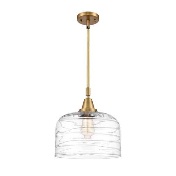 447-1S-BB-G713-L Innovations Lighting Bell - 1 Light Stem Hung Mini Pendant In Industrial Style-14.13 Inches Tall and 12 Inches Wide-Brushed Brass