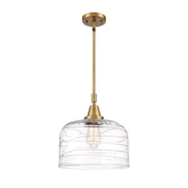 447-1S-BB-G713-L Innovations Lighting Bell - 1 Light Stem Hung Mini Pendant In Industrial Style-14.13 Inches Tall and 12 Inches Wide-Brushed Brass