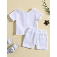 thumbnail image 3 of Bagilaanoe 2pcs Toddler Baby Boy Short Pants Set Short Sleeve T Shirt Tops + Shorts 6M 12M 18M 24M 3T Kids Casual Summer Outfits, 3 of 9