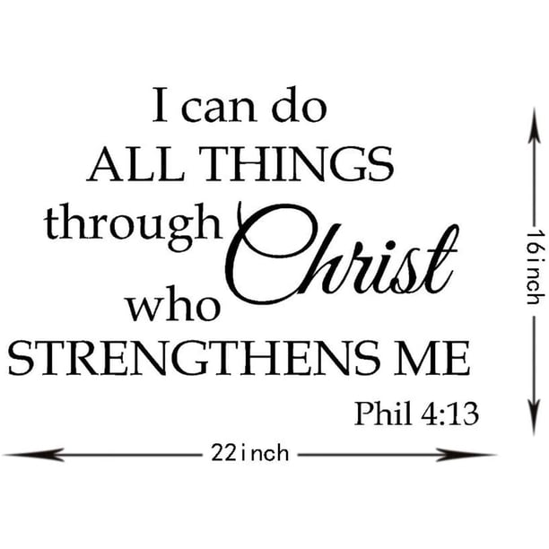 Pegatina de pared Puedo hacer todas las cosas fortaleciendo a mi Cristo, pegatinas de pared pegatinas de pared inspiradoras, pegatinas de pared inspiradoras familiares citas Zhivalor CZJJ-ST62