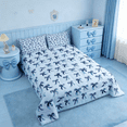 thumbnail image 5 of Manfei Cute Bowknot Queen Comforter Set,Girls Ribbon Bow Bedding Sets,Dreamy Blue Bowtie Bedding Comforter Set For Girls Kids,Super Cozy Bedroom Decor,3pcs, 5 of 8