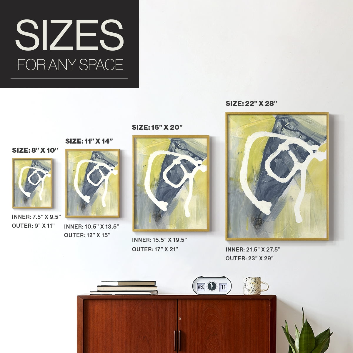 Delightful I Framed Print in Gold Solid Wood Framed Print No Nail Hanging