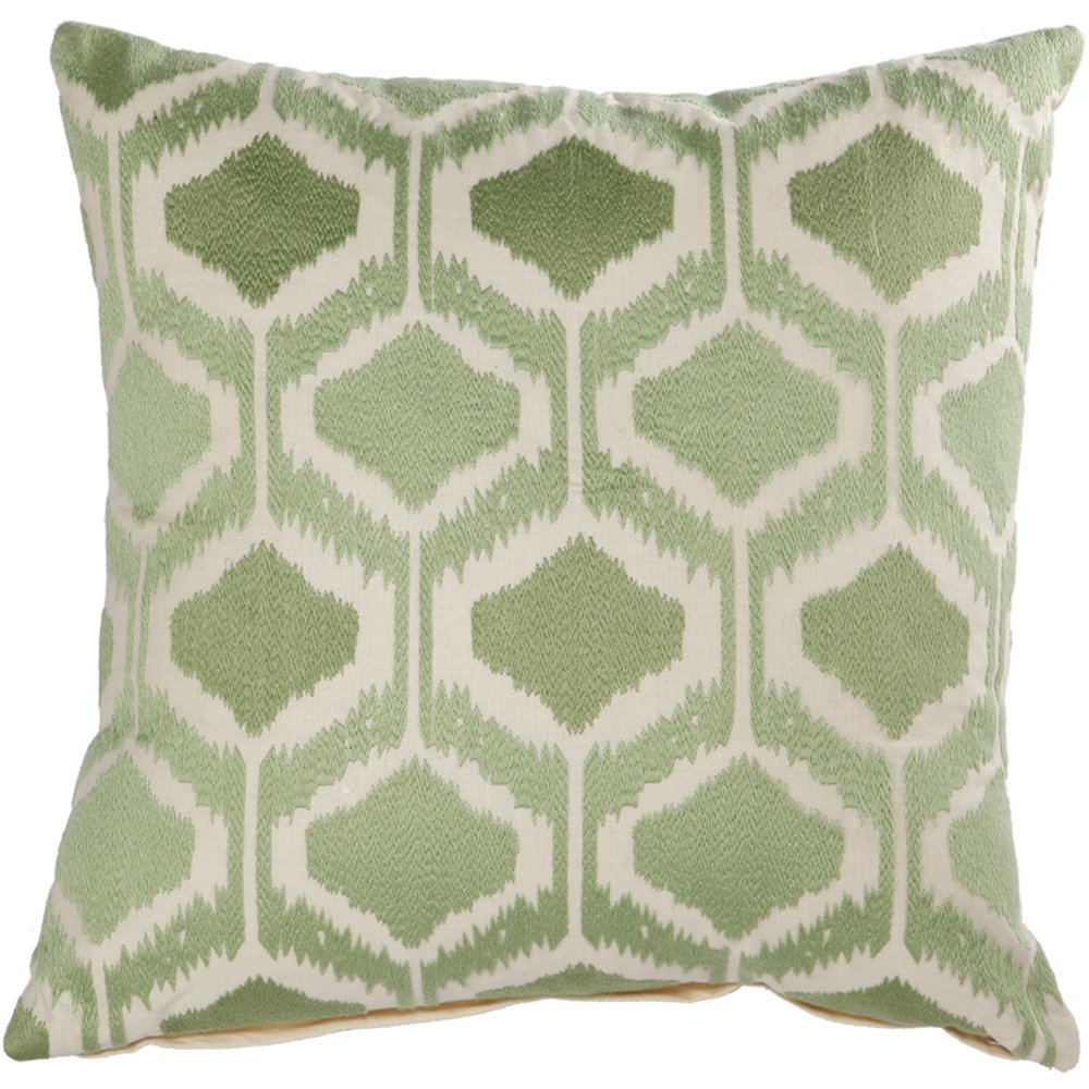 A&B Home Cotton Embroidered Throw Pillow, Green, 18 by 20Inch