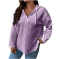 thumbnail image 3 of YOIAVAIOY Womens Lightweight Hoodie Sweatwshirts Half Zip Solid Casual Hooded Sweatshirts Fashion Y2k Hoodies with Pockets Purple XL, 3 of 10