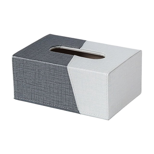 Caja de pañuelos de tela cuadrada con bordes biselados en colores contrastantes for el hogar, hotel, habitación, escritorio.